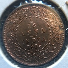 India-British 1905 C 1/12 Anna UNCIRCULATED A394