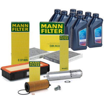 MANN Filterset + 8L ORIGINAL 5W30 Motoröl für BMW 5er F10 F11 M550d xDrive N57