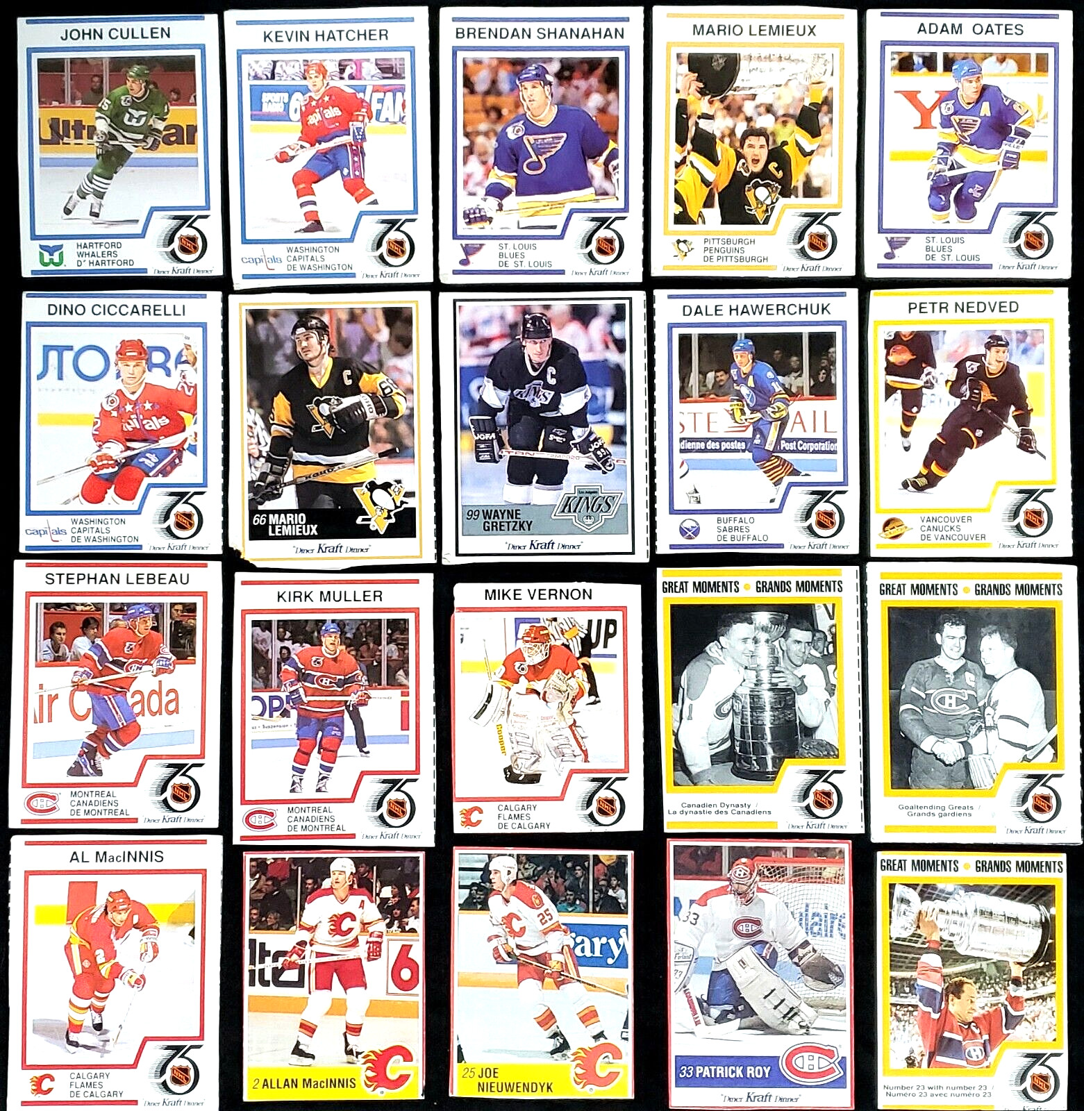 '90/'91 Kraft Din/Singles NHL Hockey Card Lot (31) - RAW G-EX - Gretzky, Lemieux
