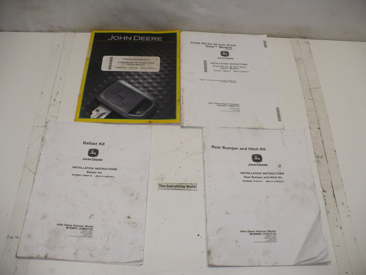 JOHN DEERE Z3 SERIES BAGGER KIT INSTALLATION MANUALS USED