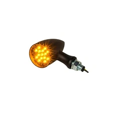 360 Twin Premium Motorcycle Bullet Turn Signal Black Metal with Amber LED's