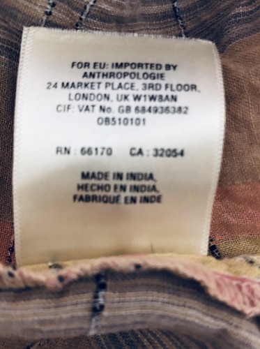 Top Anthropologie Holding Horses Faye a Cuadros Talla 6 Mujer Sin Mangas Volantes Dobladillo - Imagen 7 de 7