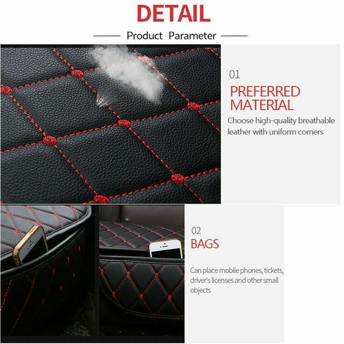 1PC Black & Red CAR Rear Seat Cover Cushion Pad PU Leather Interior Accessories - Picture 9 of 11
