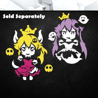 Bowsette Jr & Booette Jr Vinyl Decal Sticker (Super Mario Car Laptop PC ...