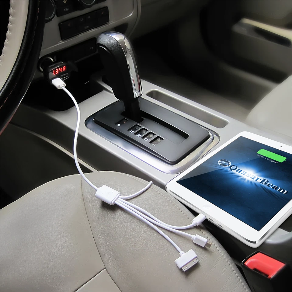 Cargador de coche de cigarrillos QuasarBeam 4 en 1 adaptador USB doble probador de dispositivos de batería Foto 4 de 4