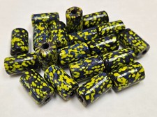40 PCS YELLOW BLUE GLASS BEADING TUBE BEADS 1" T-3201
