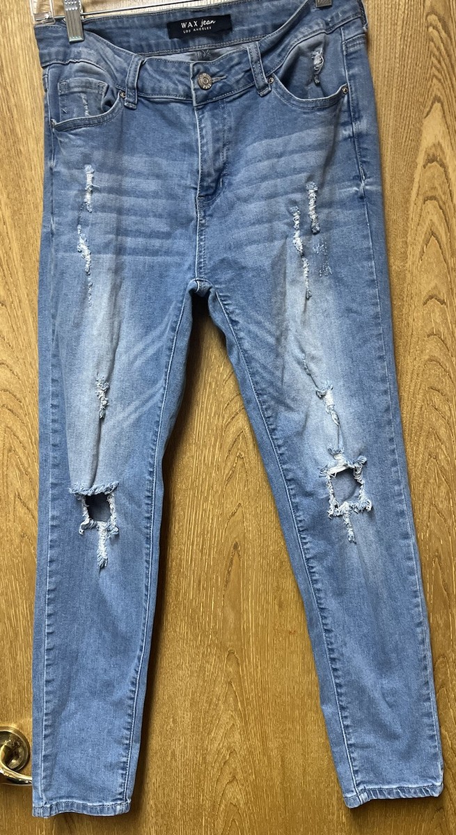 Wax Light Blue Denim Distressed Skinny Stretch Jeans Size 13 | eBay