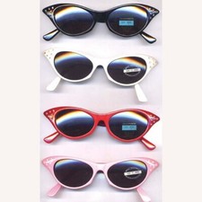 50's Cat Eye Costume Sunglasses Assorted Color Frames W/ Shaded Lens
