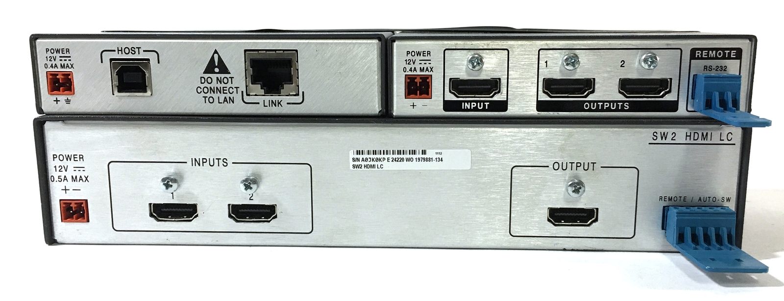 Bundle of Extron Sw2 HDMI LC/ HDMI DA2/ & USB twisted pair extender tx