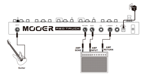Pedal de efectos para guitarra Mooer Red Truck combinado distorsión overdrive delay ¡con estuche! - Imagen 7 de 9