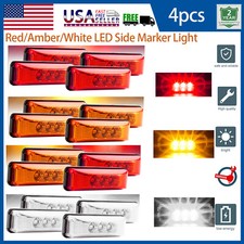 4x 4" White Red Amber 3-LED Side Marker Lights Clearance Lights Truck Trailer RV