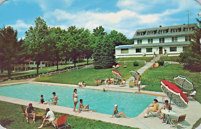 Bushkill Pennsylvania Pocmont Lodge Sky Blue Swimming Pool View Postcard