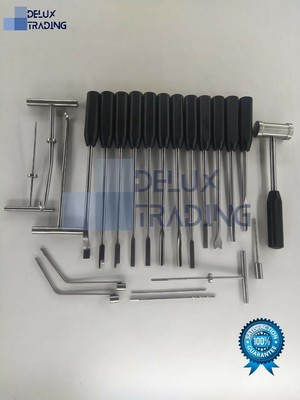 Mueller-Type Cement Removal Instruments Titanium Blue Set of 22 Pcs Orthopedic