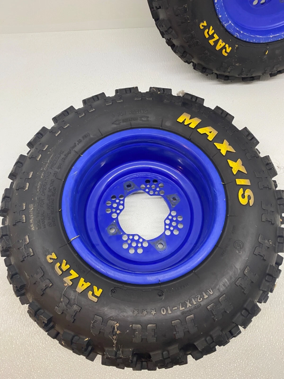 FRONT DWT ROK-OUT WHEELS 10X5 4-1 MAXXIS RAZR TIRES HONDA TRX450R