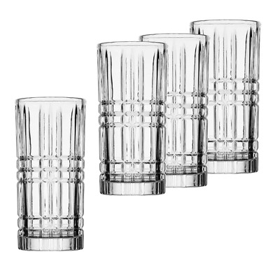 GODINGER BOUNDARY HIGHBALL TEXTURED GLASS 12 OZ SET OF 4 NON LEADED CRYSTAL NIB