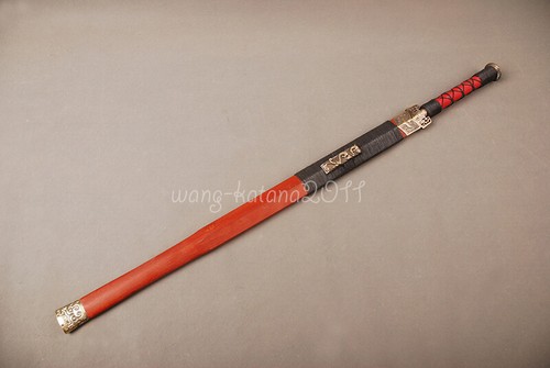 Straight Chinese Han Dynasty Jian剑 Damascus Folded Steel Sharp Double Edge Sword - Picture 3 of 12