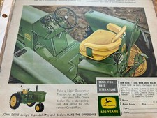 VINTAGE JOHN DEERE ADVERTISING PAGE -NEW GEN  TRACTOR SEAT-ENGINES