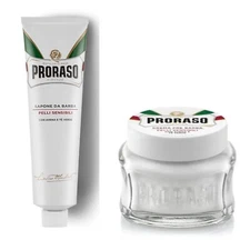 PRORASO White Pre Shave Cream Shaving Tube For Sensitive Skin Man Gift Set Italy