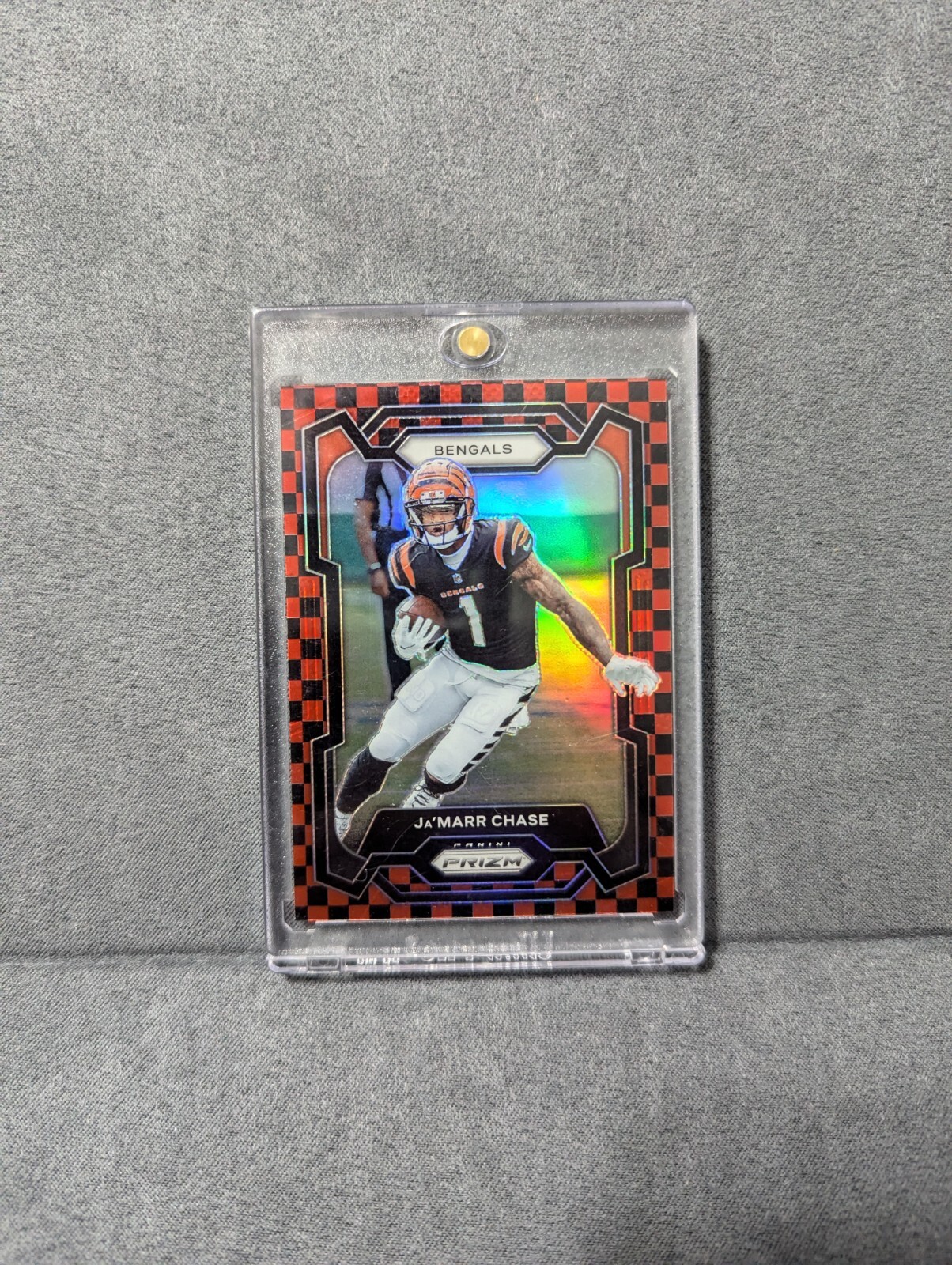 2023 Panini Prizm - Ja'Marr Chase Red and Black Checker Prizm #56