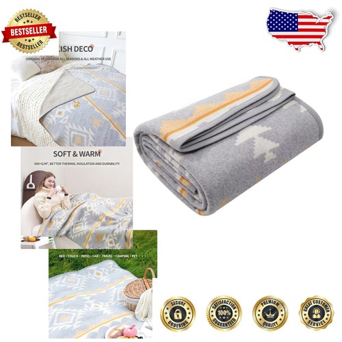 Luxurious Morocco Grey Merino Wool Camping Blanket - 79x63 Size for Versatility