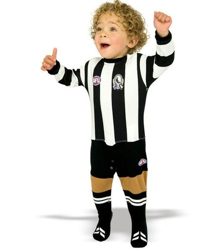 AFL Toddler Baby Collingwood Footysuit Jumpsuit Unisex - Picture 2 of 2