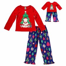 Girl 4-12 and 18" Doll Matching Red Christmas Bear Pajamas Outfit American Girl