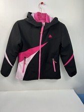 Snozu Kids Black Pink Hooded Jacket Fleece Lining Girls Sz Medium 10/12