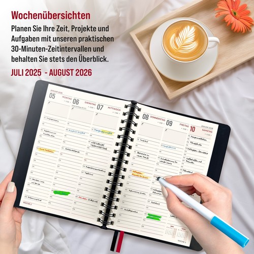 Terminkalender 2025 2026 mit 1500+ St Sticker 14 Monate Wochenplaner auf Deutsch - Bild 4 von 9