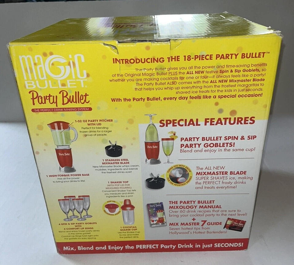 Magic Bullet THE PARTY BULLETT Blender Mixer Drink Making System Red Open Box - Image 3 of 4