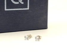 QVC Diamonique 4mm Stud Post Earrings Rhodium Plated