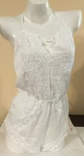 NWT Victorias Secret Floral White Bridal Med Teddy Romper Body By Victoria N3596