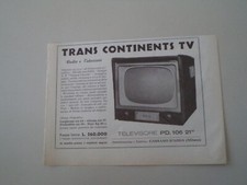 advertising Pubblicità 1954 TRANS CONTINENTS TV TELEVISORE PD. 106 21''