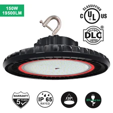 150W Dimmable UFO High Bay LED Light Fixture 5000K for Garage Work Shop 100-277V