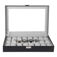 24Slots PU Leather Box Watch Holder Display Case Jewelry Storage Organizer Gift