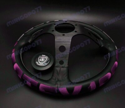 PINK Stitch 320mm Vertex 1996 Leather Deep Dish Steering Wheel For