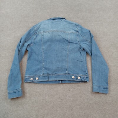 Nine West Jean Jacket Women Large Blue Denim Pocket Button