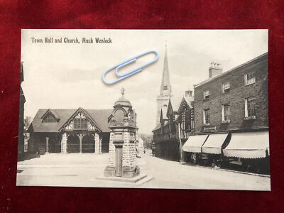 Rathaus & Kirche Much Wenlock Anfang 1900 s Straßenszene