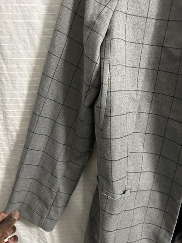 Calvin Klein Collarless Plaid Topper Long Jacket Blazer Suit Set Size 14 - Afbeelding 4 van 17