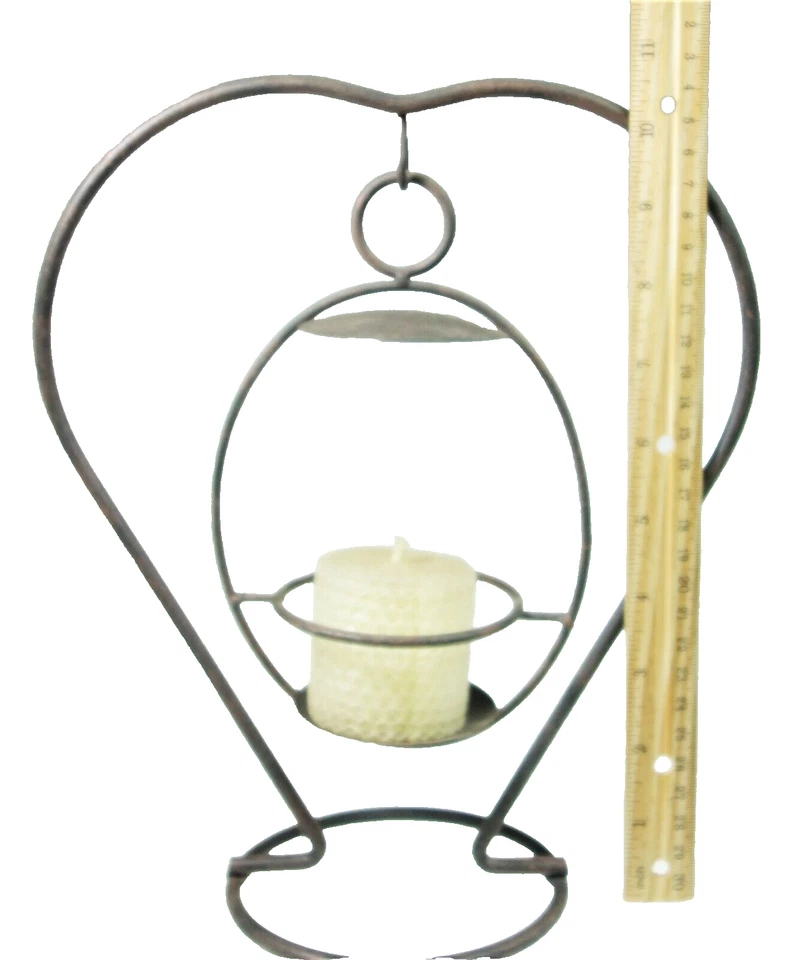 Castiçal de metal votivo Coração primitivo pendurado country rústico faroeste - Imagem 4 de 4