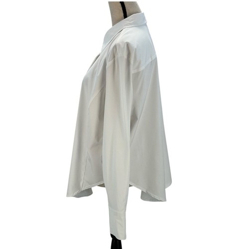 INC Women's Long Sleeve Collared Hidden Button Down Shirt - White - size XL - Picture 4 of 6