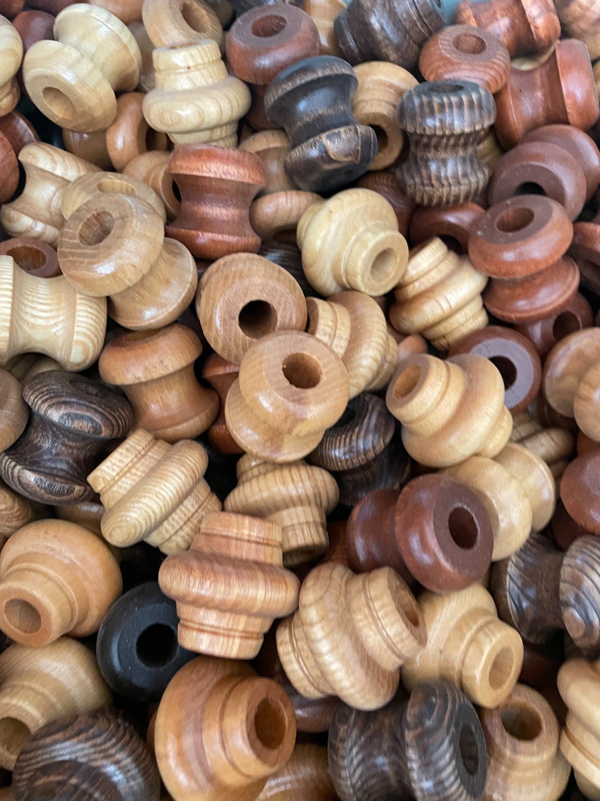 50 pc Vintage Wooden Bead Lot Macrame Beads Jewelry Crafts Natural Wood Stained