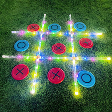 Juegos al aire libre Giant Tic Tac Toe Juegos, juegos de lanzamiento de césped de patio con luz, brilla