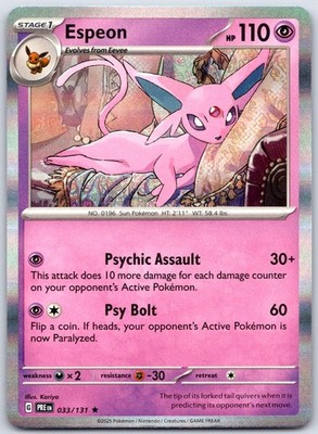 Espeon 033/131 Holo Rare Prismatic Evolutions Pokemon Near Mint