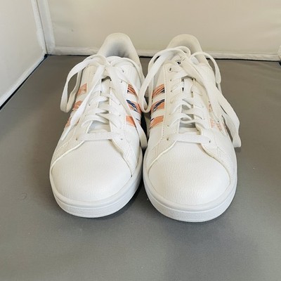 Adidas White W/ Pink Stripes Women's Size 9 HWI 28Y001 Shoes Cloudfoam  Sneakers | eBay