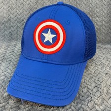 Marvel Captain America Shield Mesh Back Stretch Fit Baseball Hat Blue