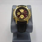 Vtg Seiko Sports 150 Alarm Chronograph Gold Tone Watch Red Dial