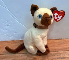 TY Beanie Baby Siam Siamese Cat w/ Collar Vintage Plush Stuffed Animal NWT