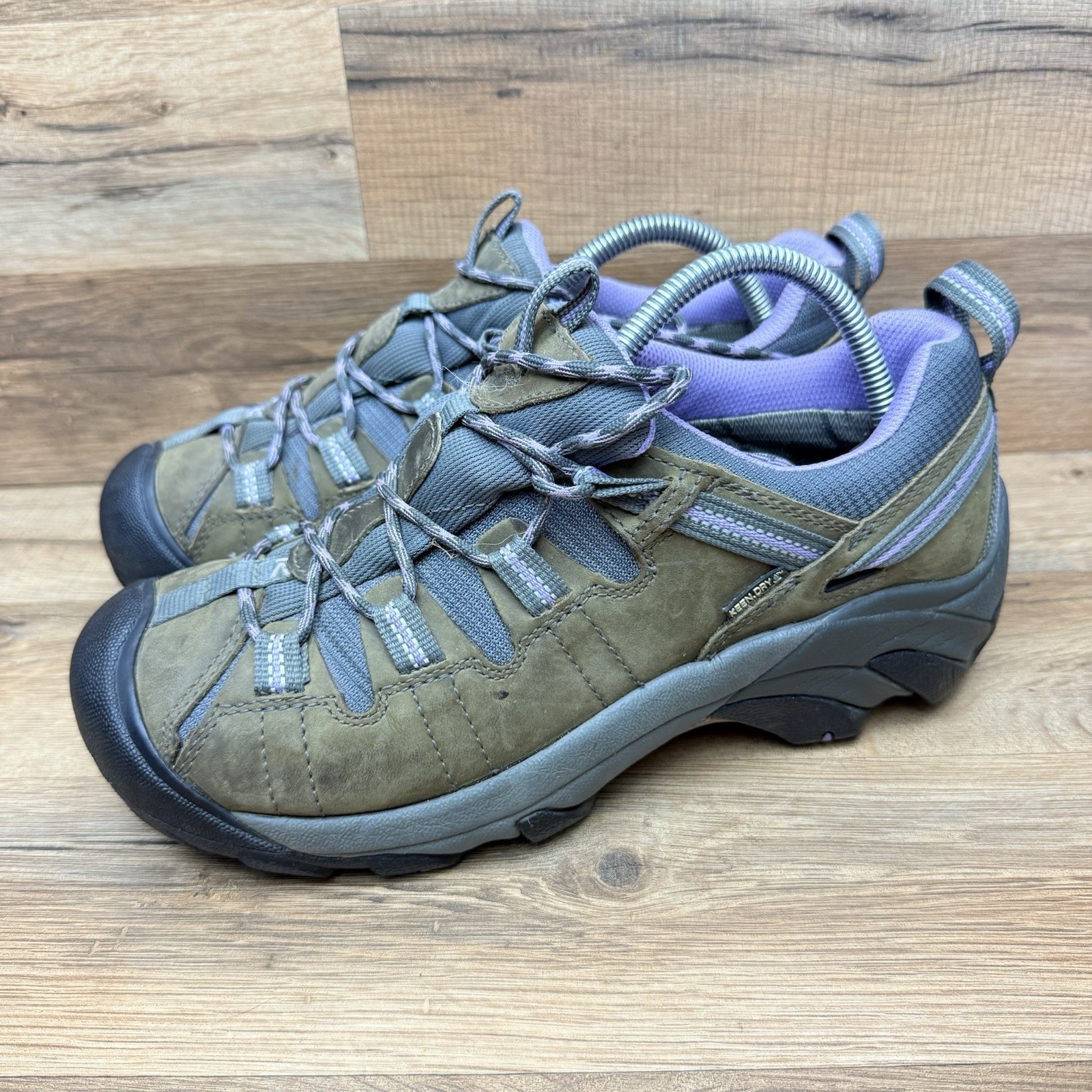 Scarpe da trekking basse Keen Targhee II da donna taglia 10 viola pelle marrone