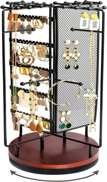 SchmuckstäNder Drehbar Schmuckhalter Organizer Ohrringe Ketten Ringe ArmbäNder-image