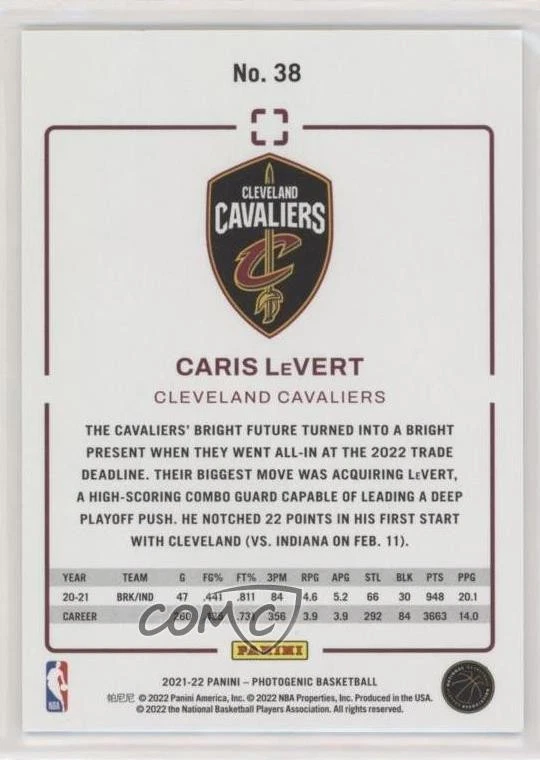 2021-22 Panini Photogenic Diamond Anniversary /75 Caris LeVert #38 - Image 2 of 2